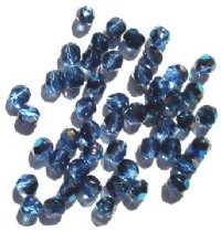 50 6mm Faceted Sapphire Azuro Firepolish Beads